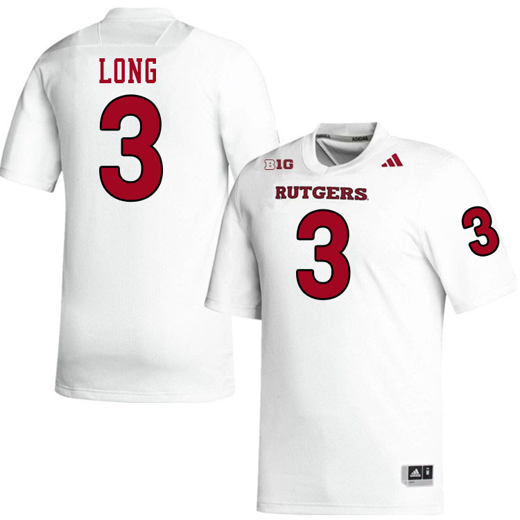 Men #3 Chris Long Rutgers Scarlet Knights 2024 College Football Jerseys Stitched-White